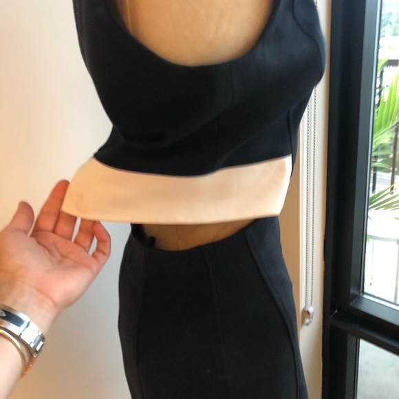 Helmut Lang LBD with white leather accent - Picture 4 of 5